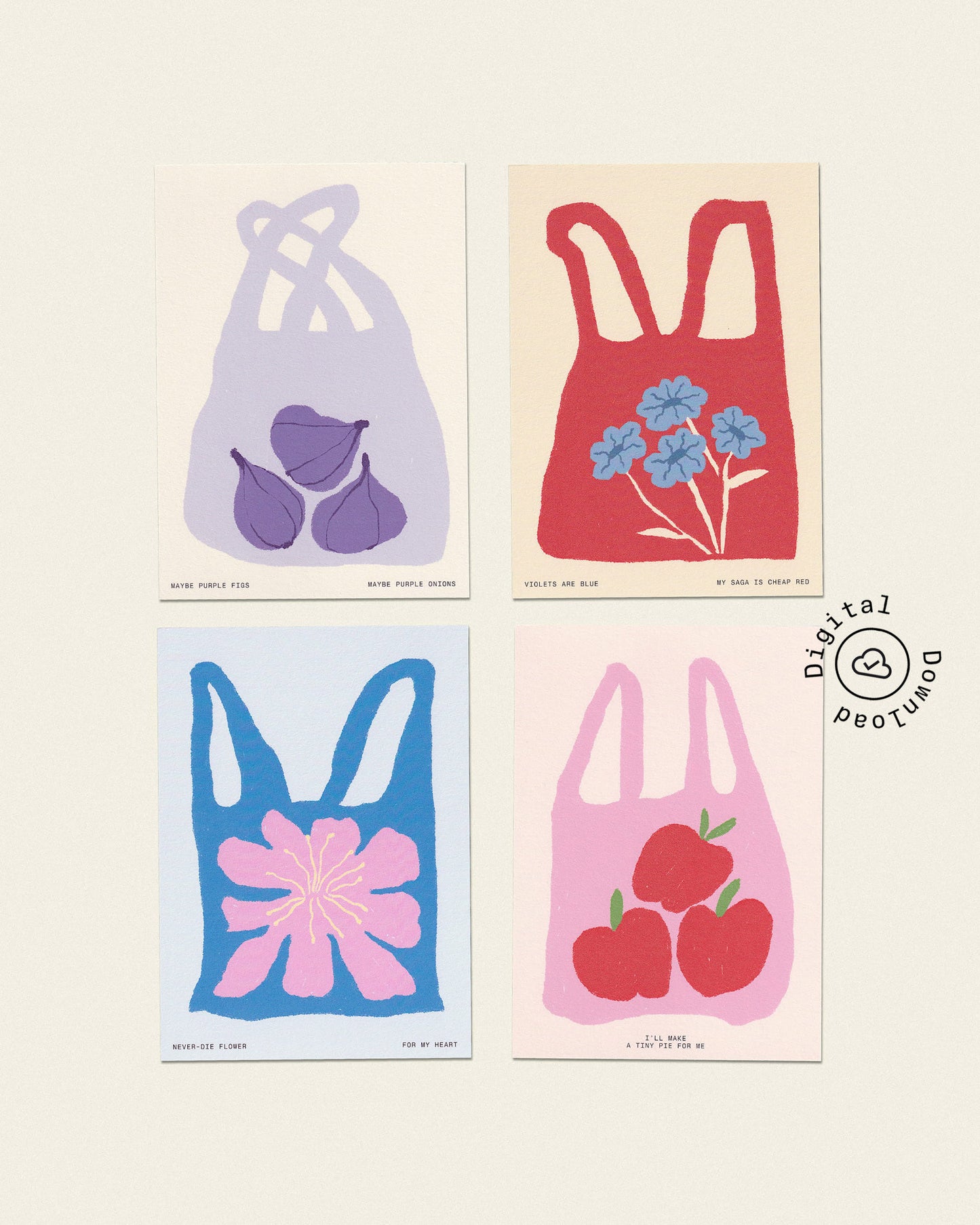 Illustrated Art Digital Download — The Bag I Dreamed Series | Individual or Full Set of 4