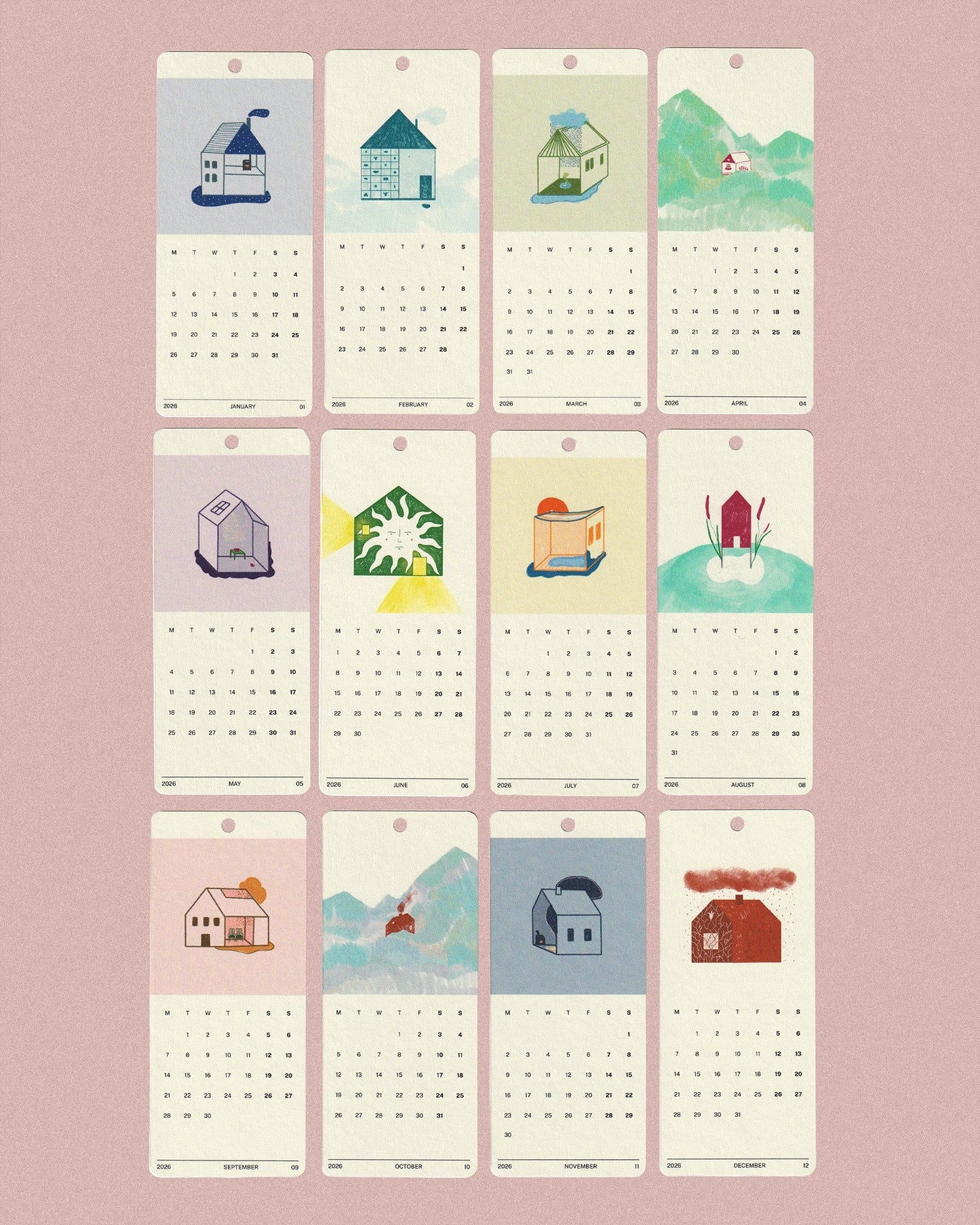 (A) 2026-os mini naptár / Twelve Houses