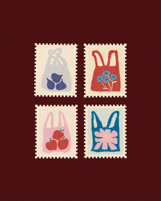 Illustrated Decorative Stamp Collection — Fruit Market | Mix or Single Design, Set of 12