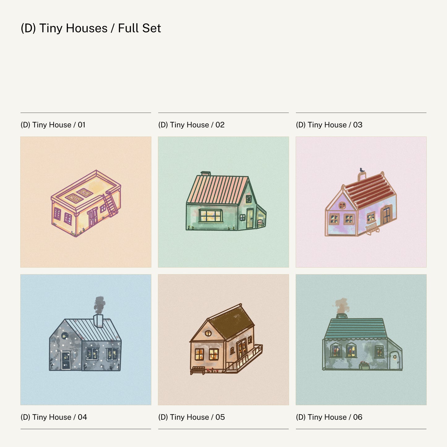 Print / (D) Tiny Houses 1–6 or Full Set